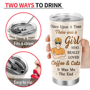 A Girl Who Really Loved Coffee & Cats - Gift For Cat Lovers - Personalized Custom Tumbler