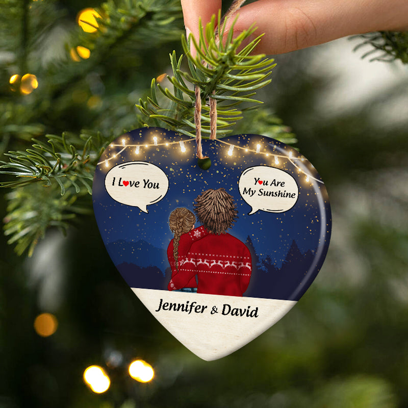 Je t'aime, je suis à toi - Cadeau de Noël pour couple - Ornement en céramique personnalisé en forme de cœur