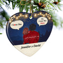 Je t'aime, je suis à toi - Cadeau de Noël pour couple - Ornement en céramique personnalisé en forme de cœur