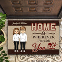 Chibi Couple Wherever I'm With You - Couple Gift - Personalized Custom Doormat