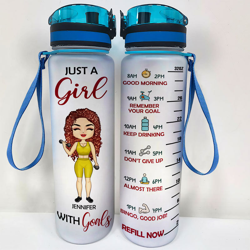 Fille sportive avec objectifs - Cadeau pour gymnaste - Bouteille d'eau personnalisée