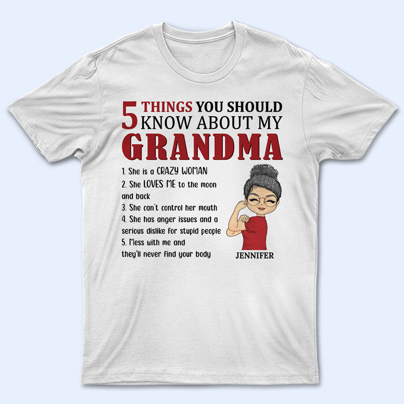 5 choses à savoir sur grand-mère, maman, tante - Cadeau pour maman - T-shirt personnalisé