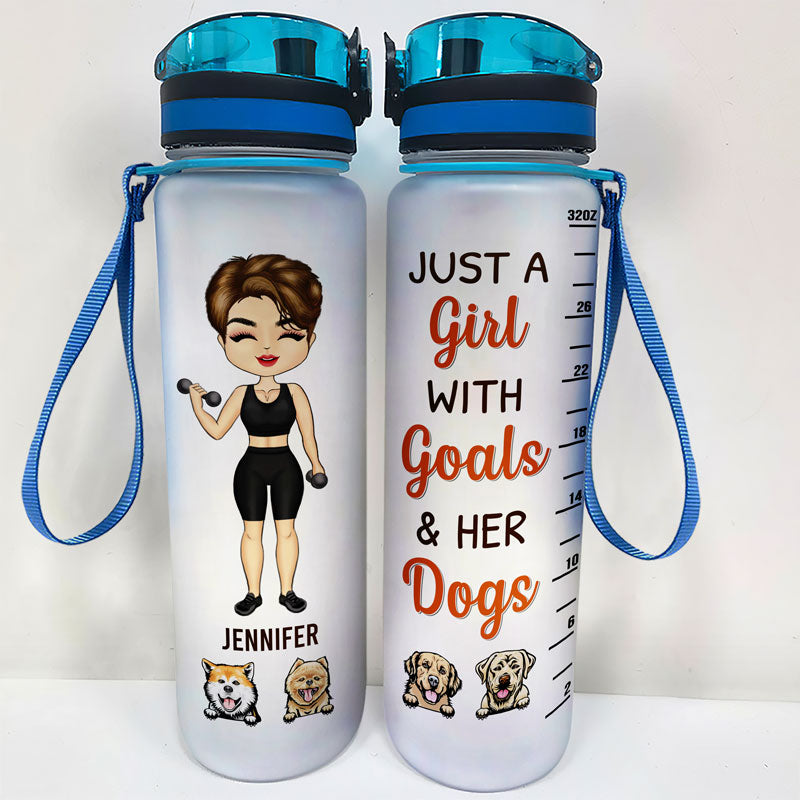 Je veux juste m'entraîner et passer du temps avec mes chiens - Cadeau pour les amateurs de gym et de chiens - Bouteille d'eau personnalisée avec suivi