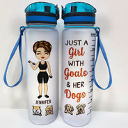 Just Wanna Workout & Hang Out With My Dogs - Gift For Gym & Dog Lover - Personalized Custom Water Tracker Bottle