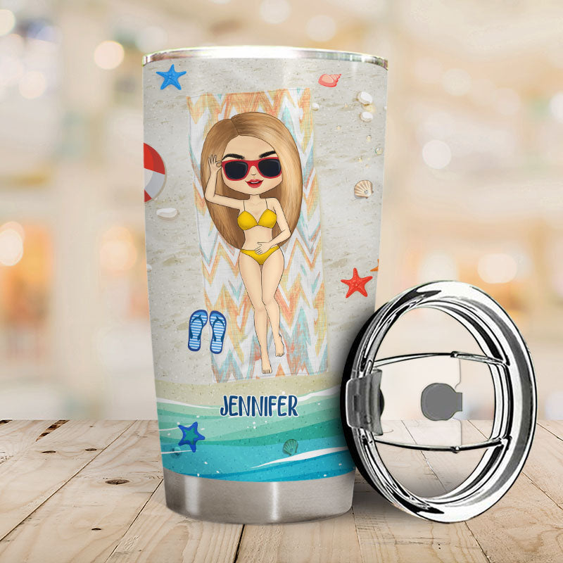 Fille Chibi Je veux juste avoir la plage et le soleil - Gobelet personnalisé