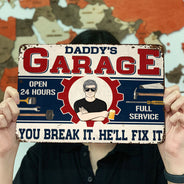 Le garage de papa, tu le casses, il le réparera - Panneaux de garage - Panneaux métalliques classiques personnalisés