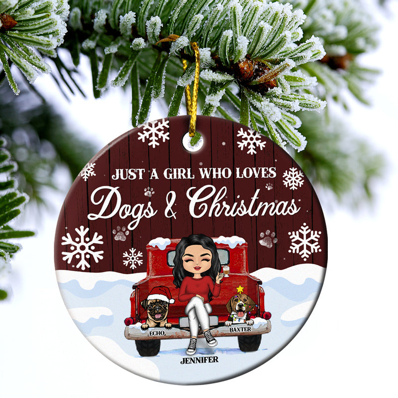 Christmas Is Better With My Dogs - Gift For Dog Lovers - Personalized Custom Circle Ceramic Ornament