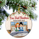 Our First Christmas Together - Christmas Gift For Couple - Personalized Custom Circle Ceramic Ornament