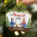 It's Merry In Here Family With Dog Cat - Christmas Gift For Couple - Personalized Custom Wooden Ornament