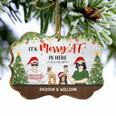It's Merry In Here Family With Dog Cat - Christmas Gift For Couple - Personalized Custom Wooden Ornament