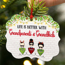 Grandparents & Grandkids Always Be Connected By Heart - Christmas Gift For Family - Personalized Custom Aluminum Ornament