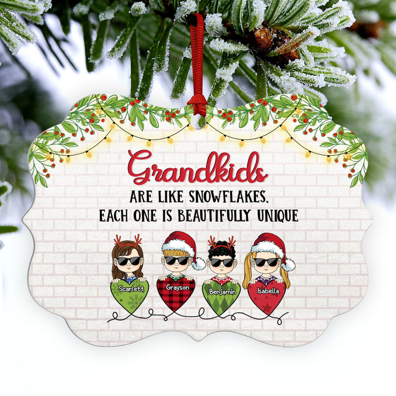 Grandparents & Grandkids Always Be Connected By Heart - Christmas Gift For Family - Personalized Custom Aluminum Ornament