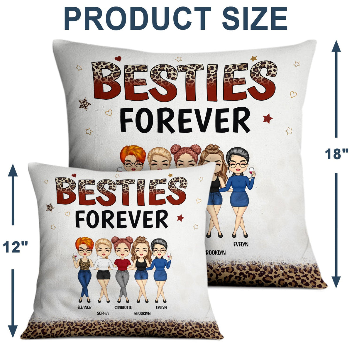 Besties Forever Chibi - Gift For Best Friends - Personalized Custom Pillow