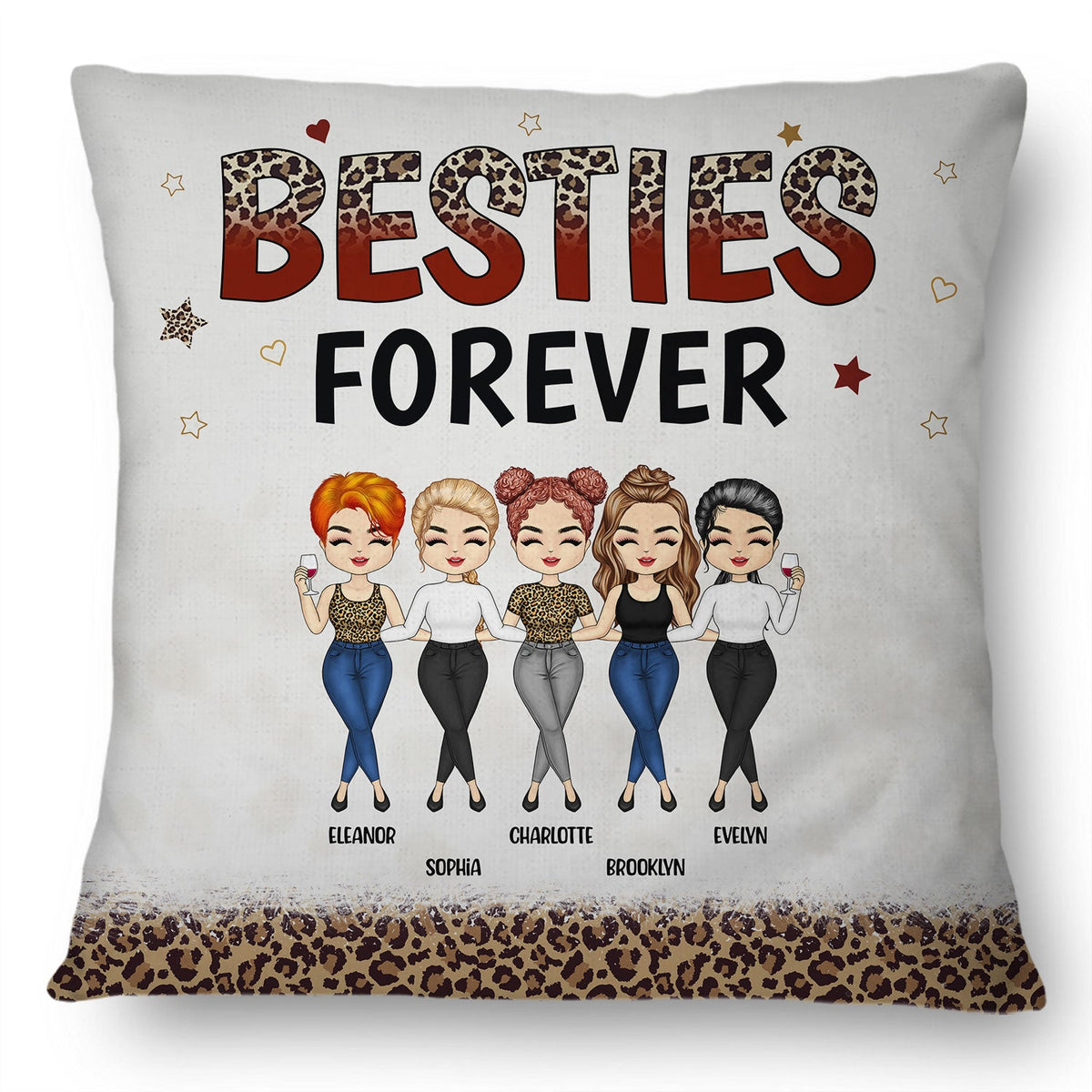 Besties Forever Chibi - Gift For Best Friends - Personalized Custom Pillow