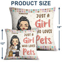 Amoureux des animaux, juste une fille qui aime les animaux - Cadeau pour les amoureux des animaux - Oreiller personnalisé