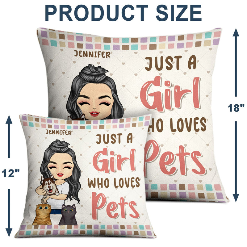 Amoureux des animaux, juste une fille qui aime les animaux - Cadeau pour les amoureux des animaux - Oreiller personnalisé