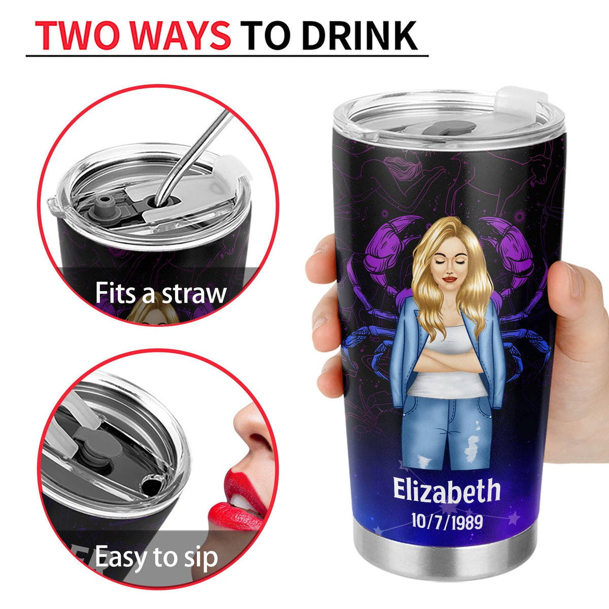 Zodiac Nutrition Facts - Birthday Gift For Women, Besties, Sisters - Personalized Custom Tumbler