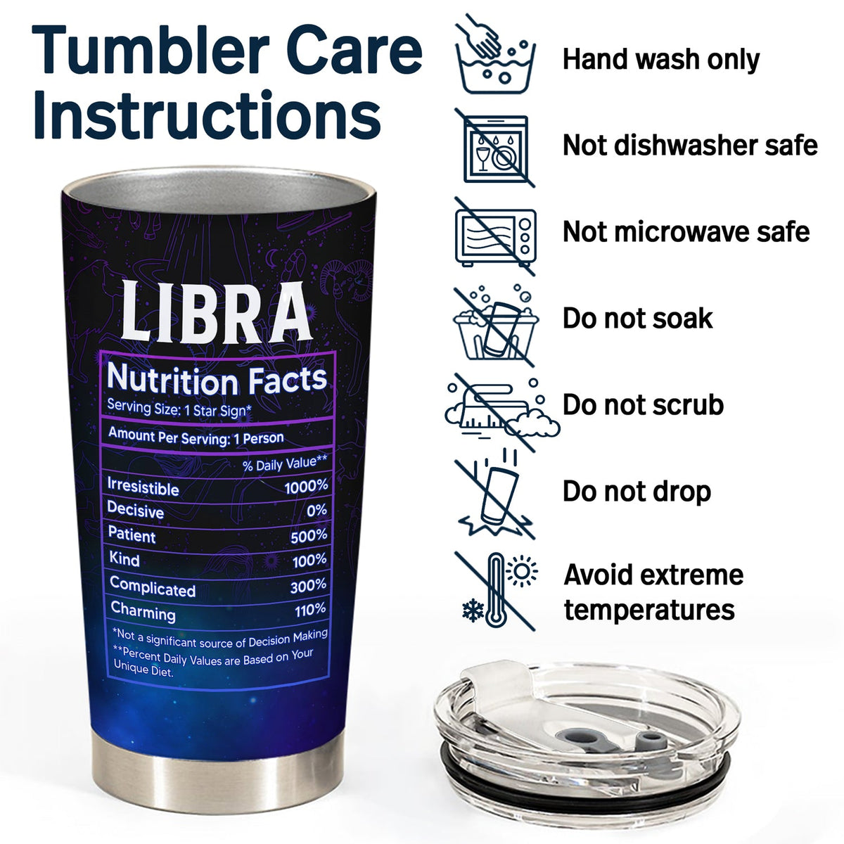 Zodiac Nutrition Facts - Birthday Gift For Women, Besties, Sisters - Personalized Custom Tumbler