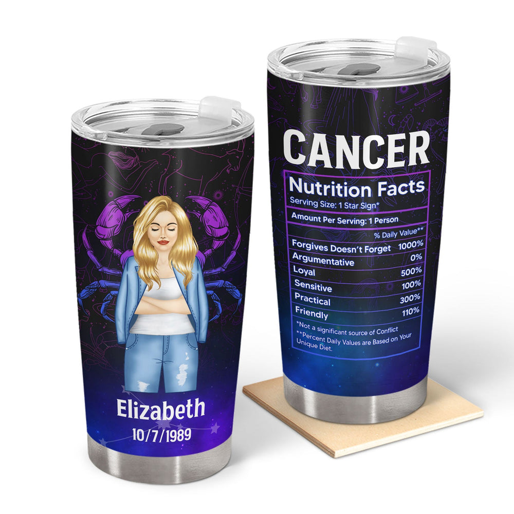 Zodiac Nutrition Facts - Birthday Gift For Women, Besties, Sisters - Personalized Custom Tumbler