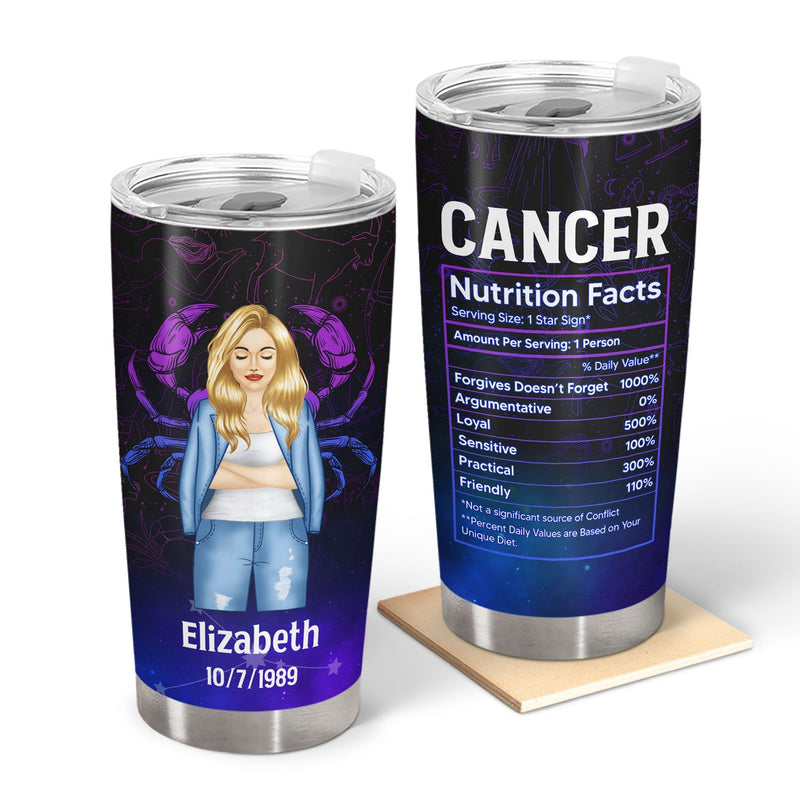 Zodiac Nutrition Facts - Birthday Gift For Women, Besties, Sisters - Personalized Custom Tumbler