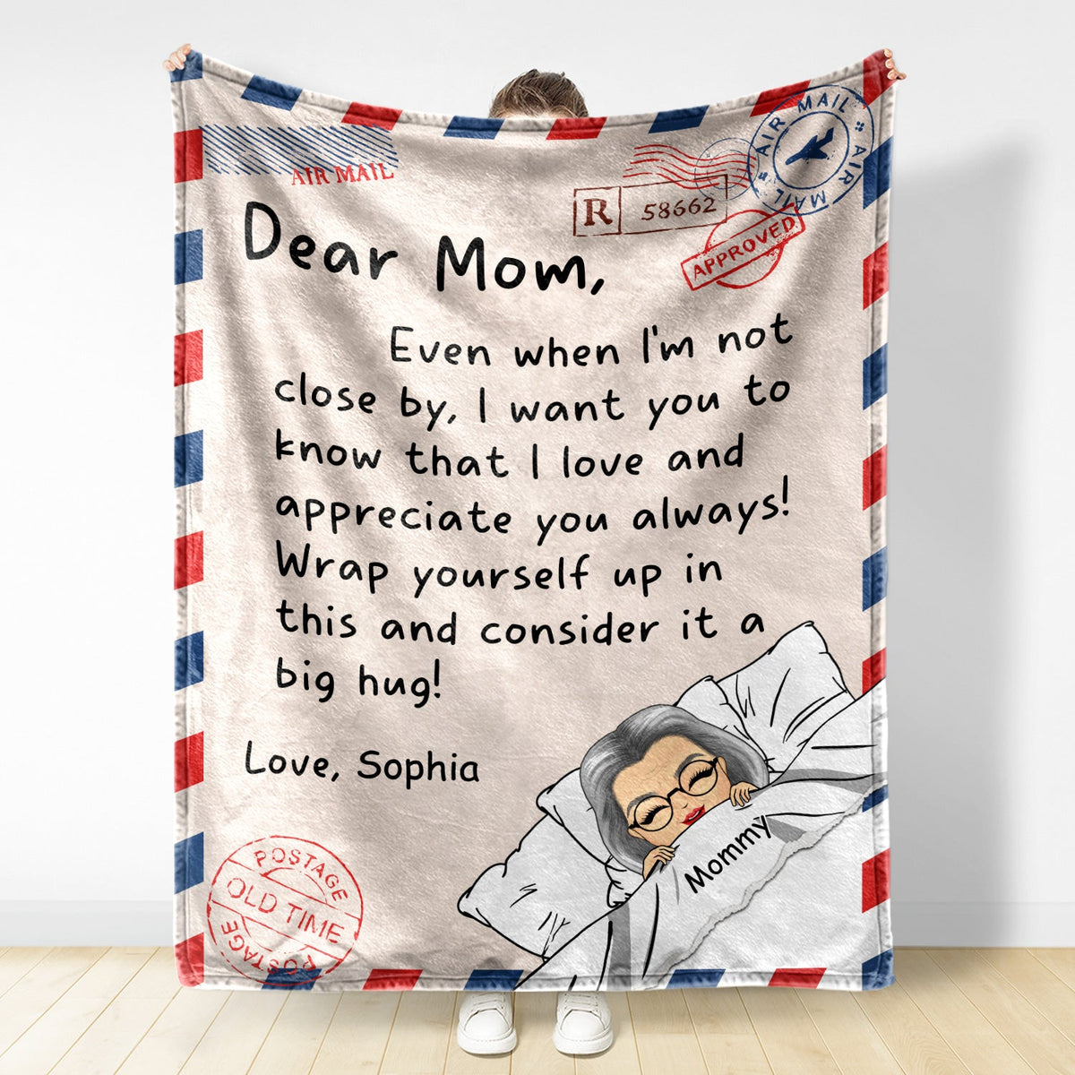 Maman, enveloppe-toi et considère cela comme un gros câlin - Cadeau pour maman - Couverture polaire personnalisée