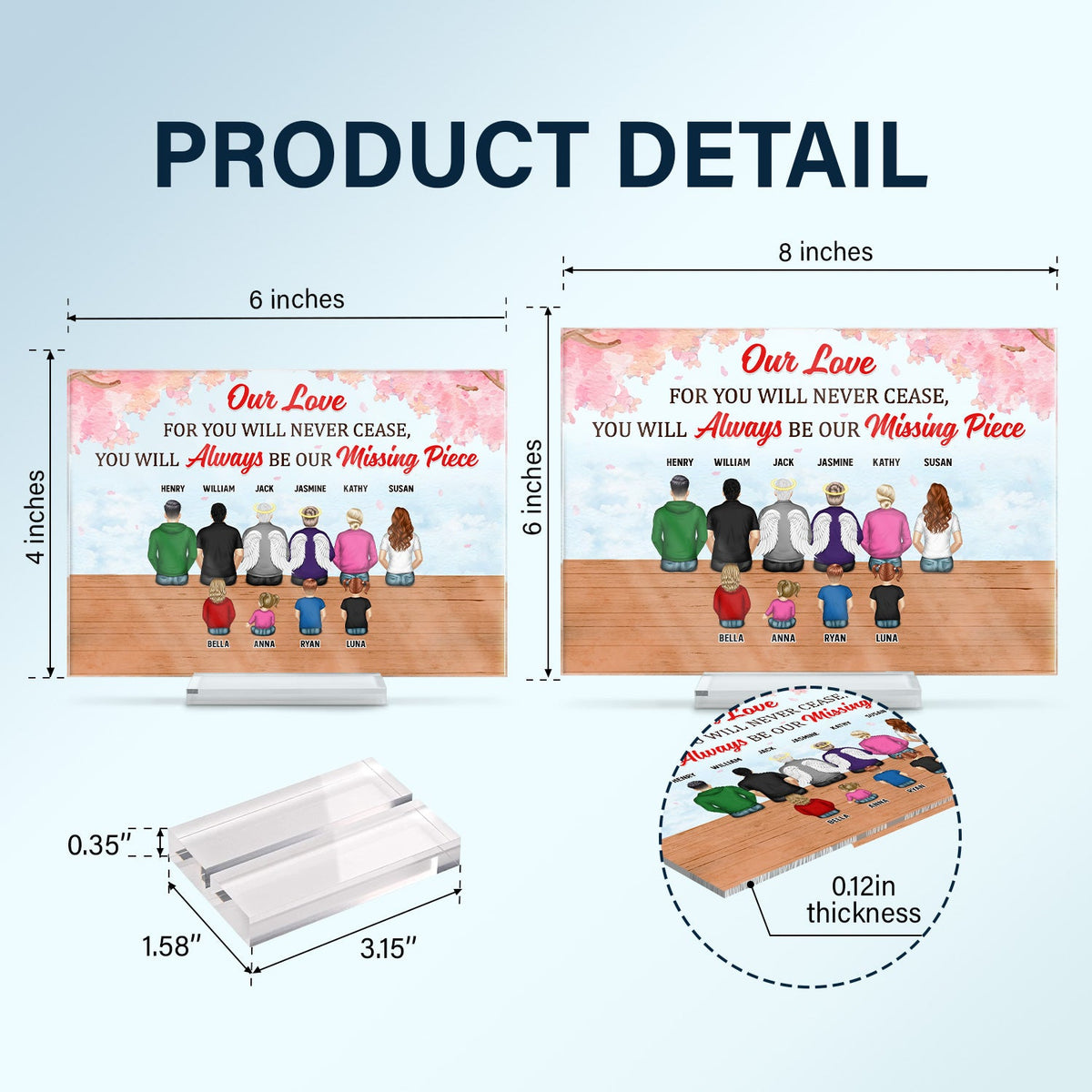 You Will Always Be My Missing Piece - Memorial Gift - Personalized Custom Horizontal Rectangle Acrylic Plaque