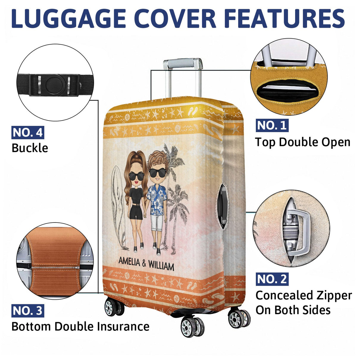 It Doesn't Matter Where You Go In Life Beach Traveling Couples - Personalized Custom Luggage Cover