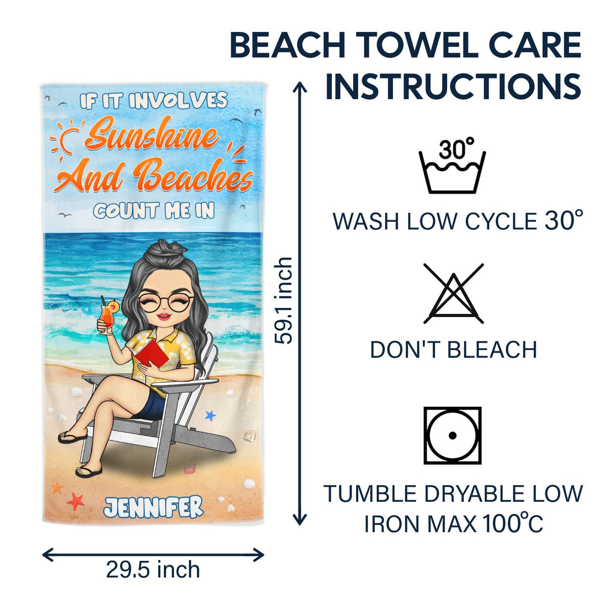 If It Involves Sunshine And Beaches Count Me In - Personalized Custom Beach Towel