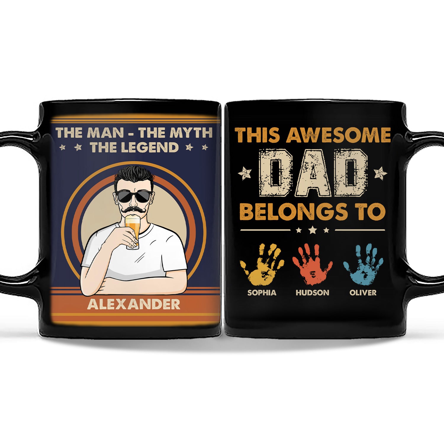 This Awesome Dad Belongs To - Gift For Father - Personalized Custom Black Mug