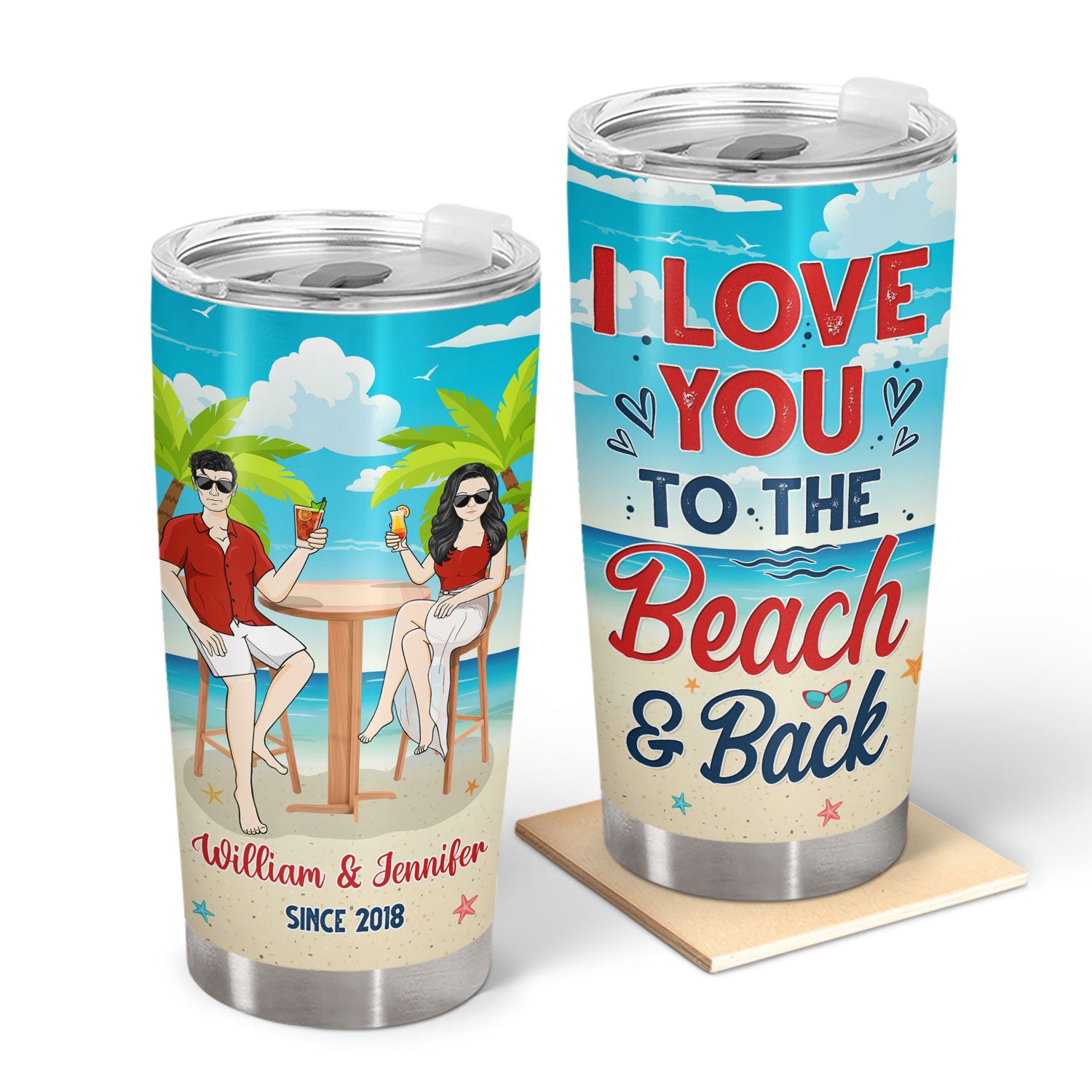 Summer I Love You To The Beach And Back - Gift For Couples - Personalized Custom Tumbler