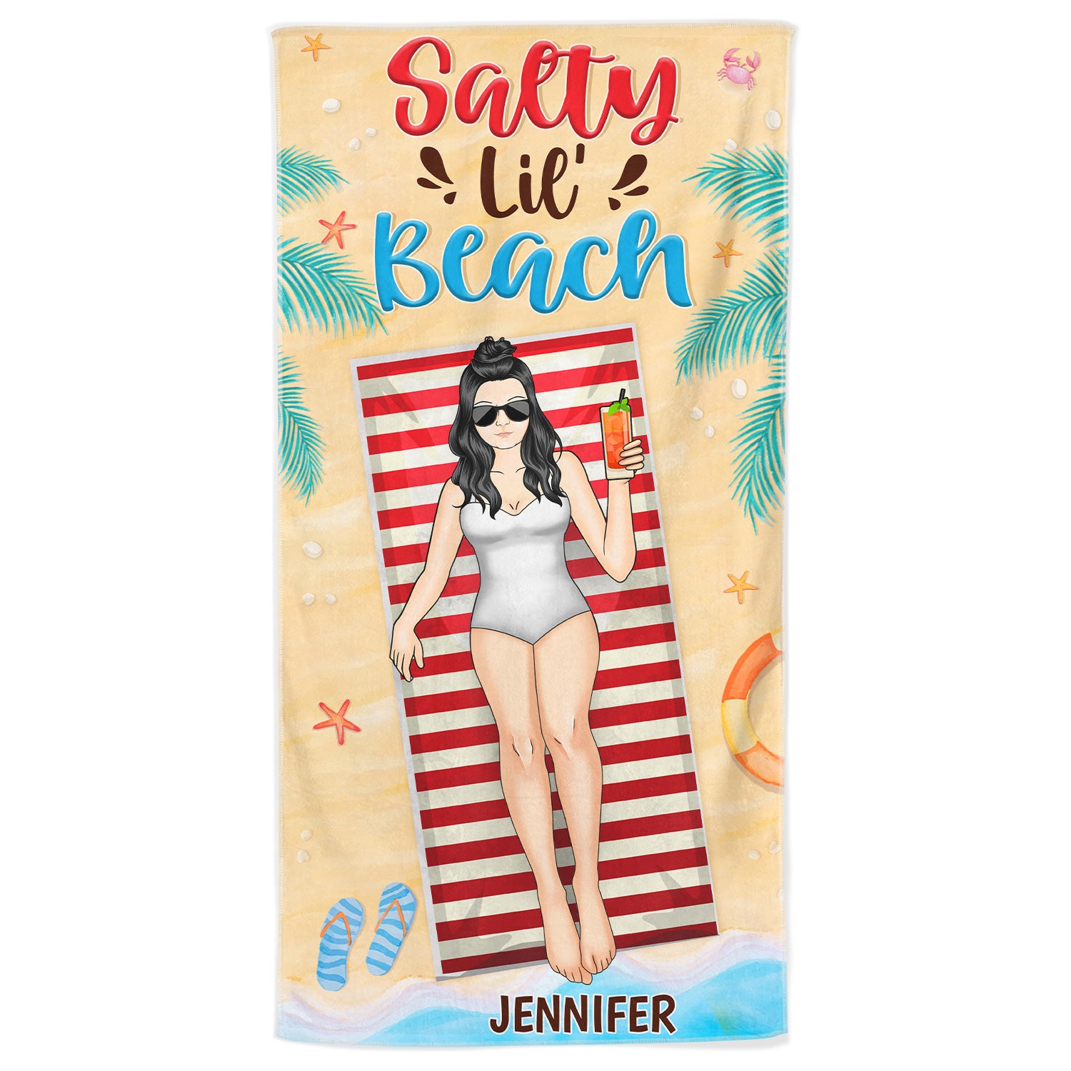 Summer Salty Lil' Beach - Gift For Beach Lovers - Personalized Custom Beach Towel