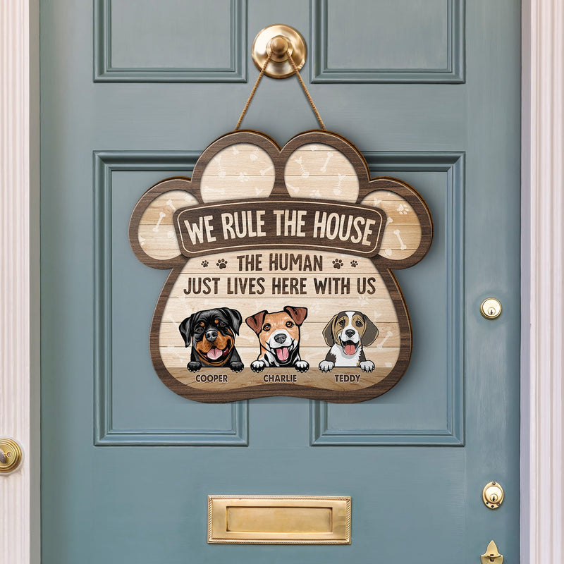 We Rule The House - Gift For Pet Lovers - Personalized Custom Shaped Wood Sign