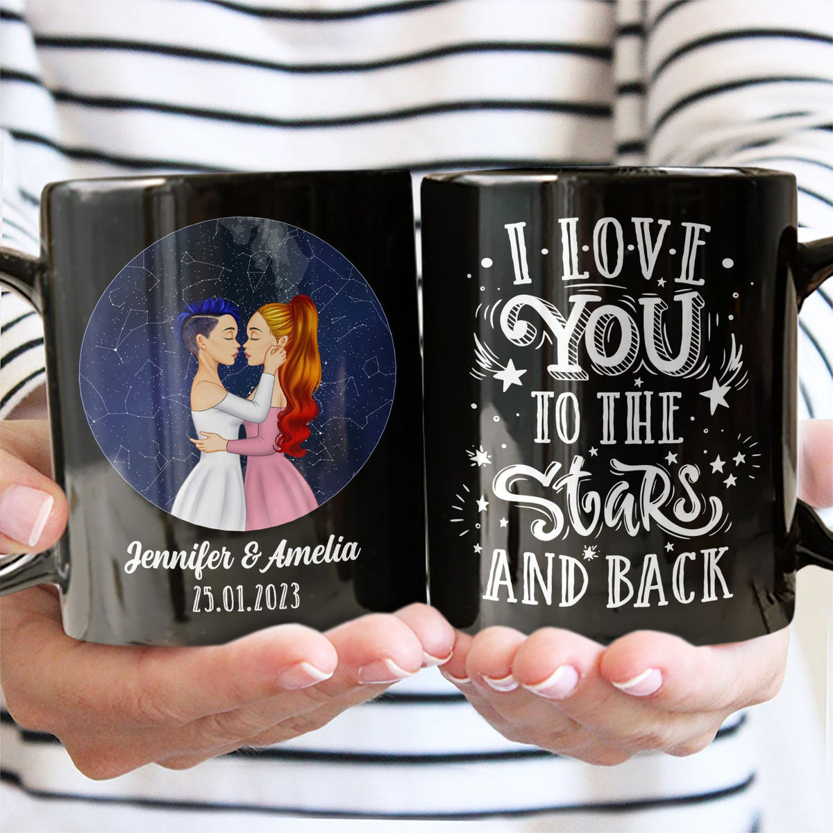 Star Map I Love You To The Star And Back - Gift For Couple - Personalized Custom Black Mug