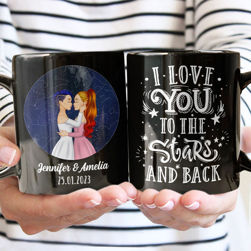 Star Map I Love You To The Star And Back - Gift For Couple - Personalized Custom Black Mug