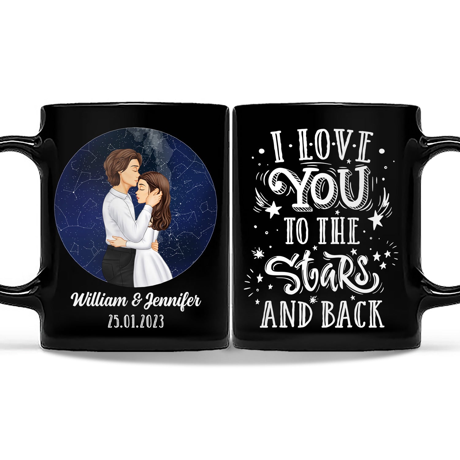 Star Map I Love You To The Star And Back - Gift For Couple - Personalized Custom Black Mug