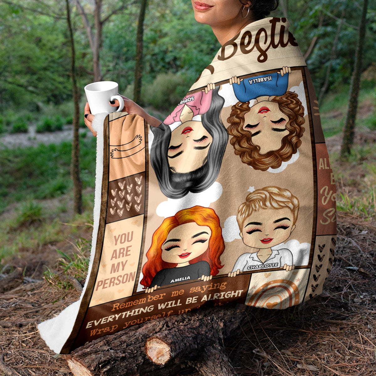 Chibi Everything Will Be Alright - Gift For Besties, Sibling - Personalized Custom Fleece Blanket