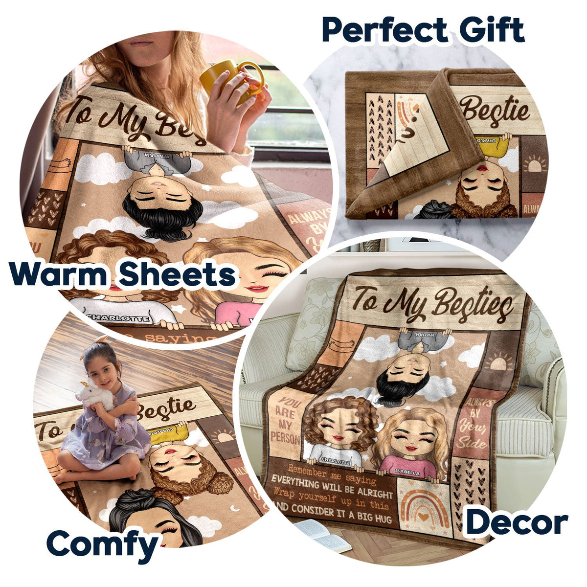 Chibi Everything Will Be Alright - Gift For Besties, Sibling - Personalized Custom Fleece Blanket