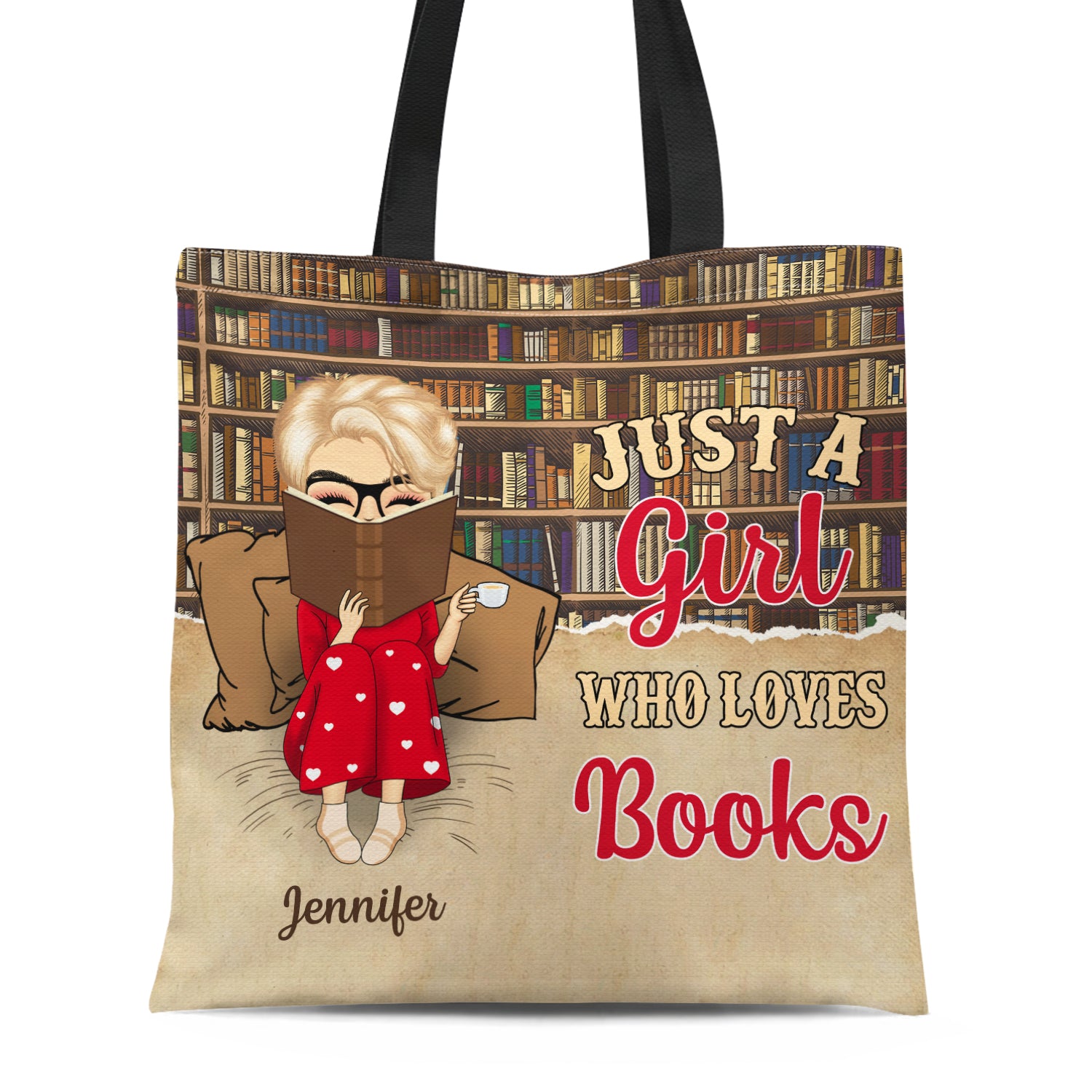 Reading Just A Girl Who Loves Book - Gift For Book Lovers - Personalized Custom Zippered Canvas Bag