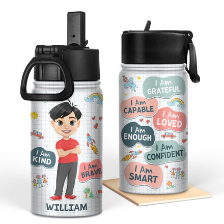 Je suis gentil, intelligent et courageux - Cadeau pour enfant, cadeau de rentrée scolaire - Bouteille d'eau personnalisée pour enfants