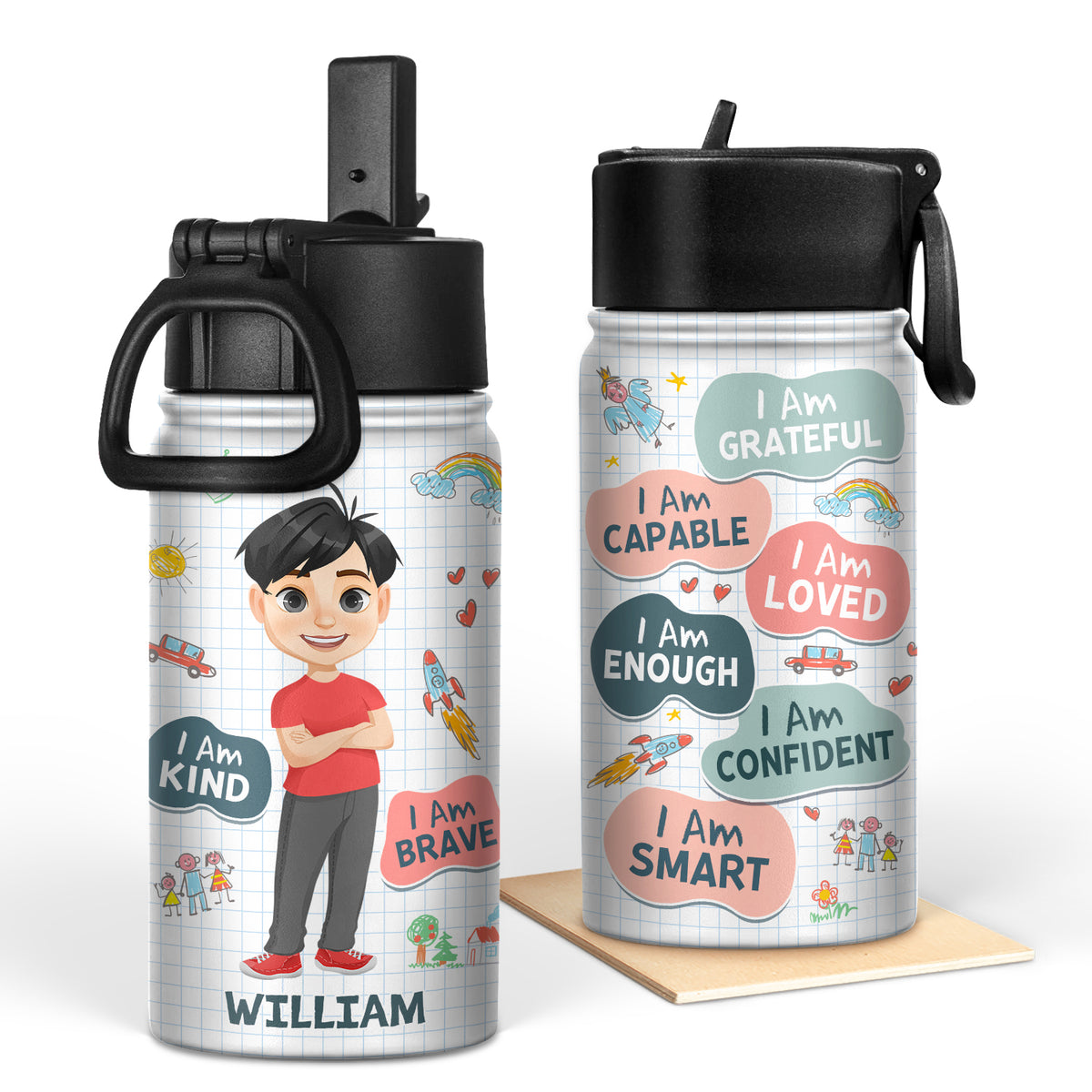 Custom Water Bottle for Kids, Back to School Water Bottle