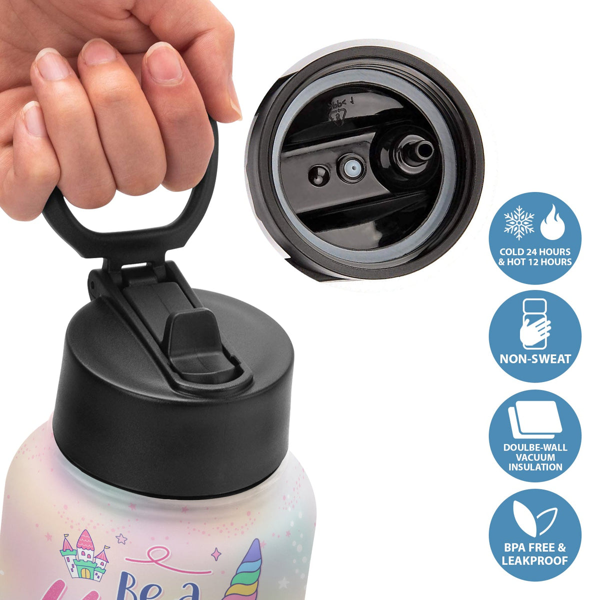 Soyez une licorne dans un champ de chevaux - Cadeau pour enfants, cadeau de rentrée scolaire - Bouteille d'eau personnalisée pour enfants