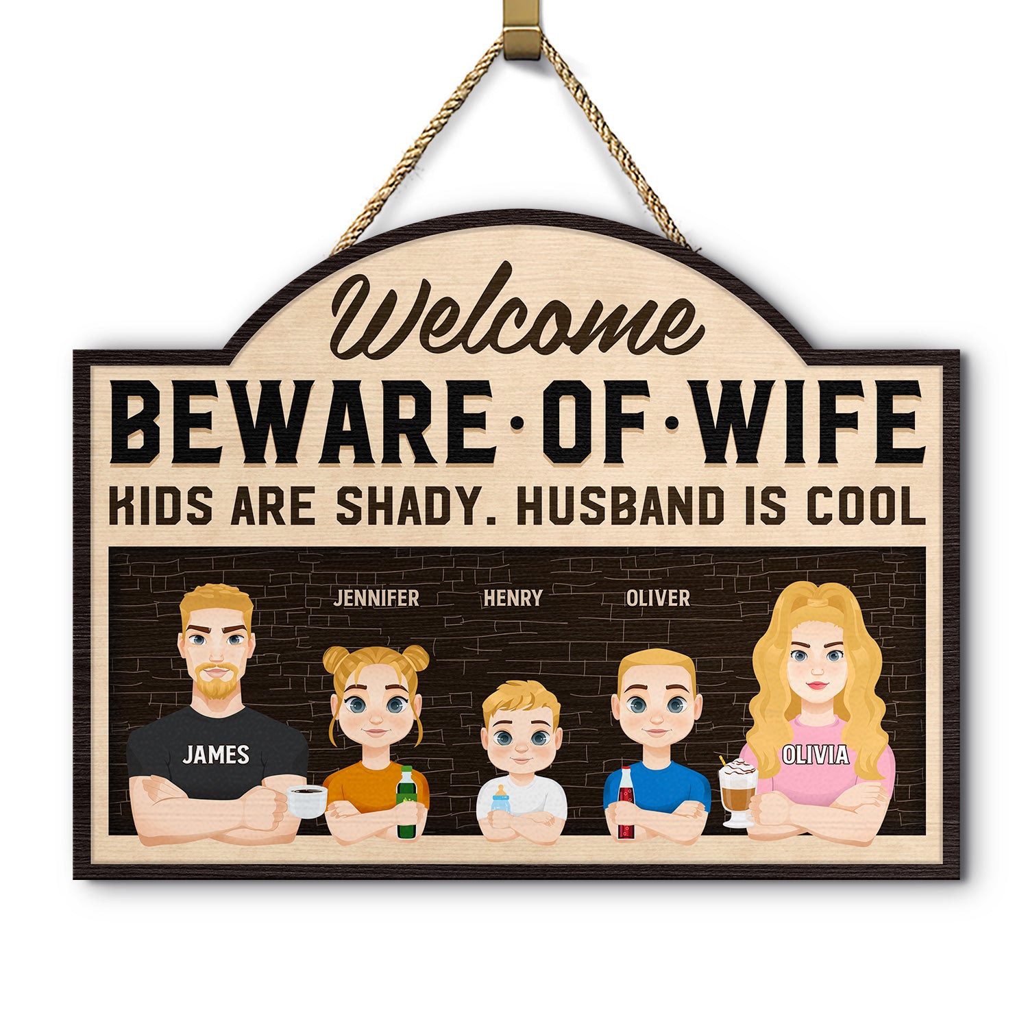Kids Are Shady Husband Is Cool Beware Of Wife - Home Decor, Loving Gift For Couples, Husband, Wife, Family - Personalized Custom Shaped Wood Sign