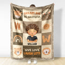 Rêvez grand, soyez reconnaissant, donnez de l'amour, riez beaucoup - Cadeau pour enfants, cadeau de rentrée scolaire - Couverture polaire personnalisée