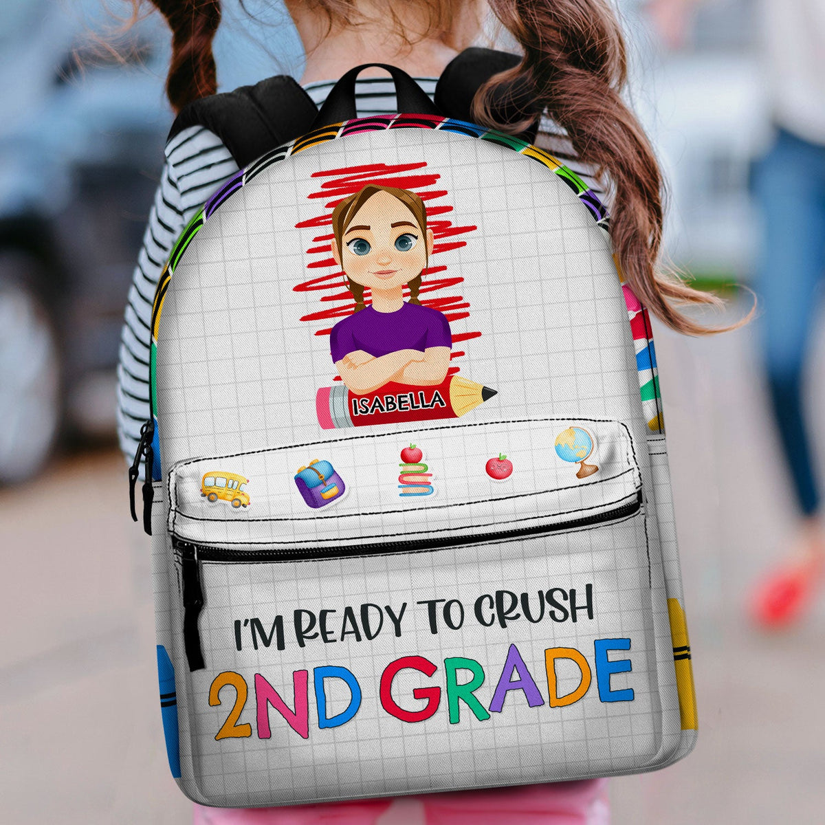 Je suis prêt à réussir à l'école - Cadeau pour enfants, cadeau de rentrée scolaire - Sac à dos en toile personnalisé