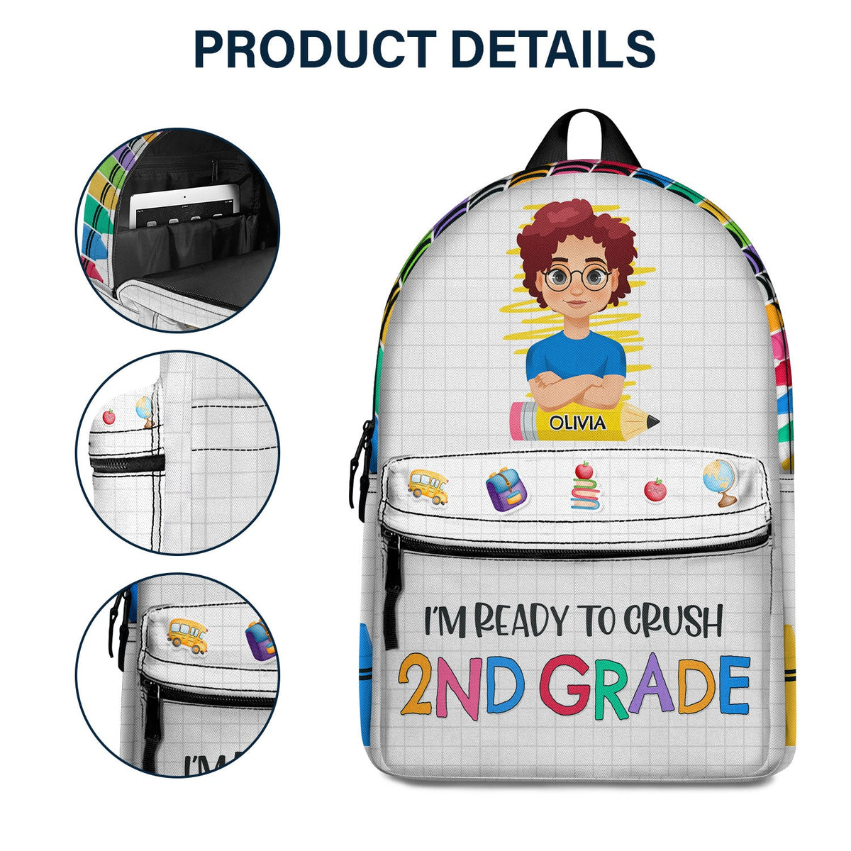 Je suis prêt à réussir à l'école - Cadeau pour enfants, cadeau de rentrée scolaire - Sac à dos en toile personnalisé