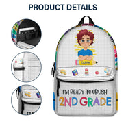 Je suis prêt à réussir à l'école - Cadeau pour enfants, cadeau de rentrée scolaire - Sac à dos en toile personnalisé