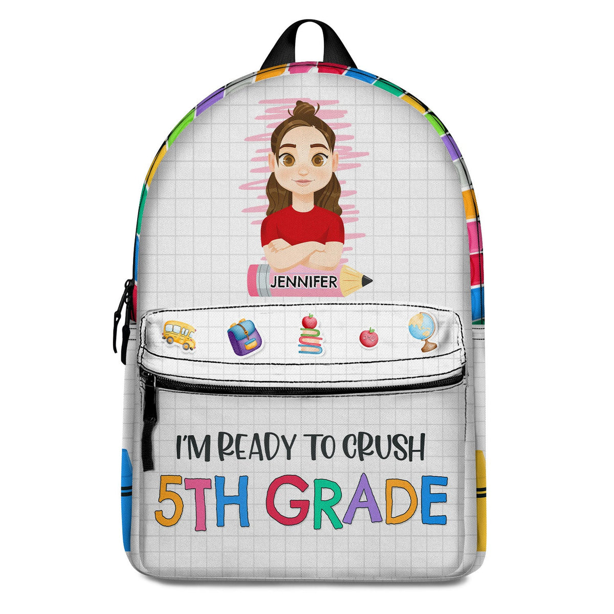Je suis prêt à réussir à l'école - Cadeau pour enfants, cadeau de rentrée scolaire - Sac à dos en toile personnalisé