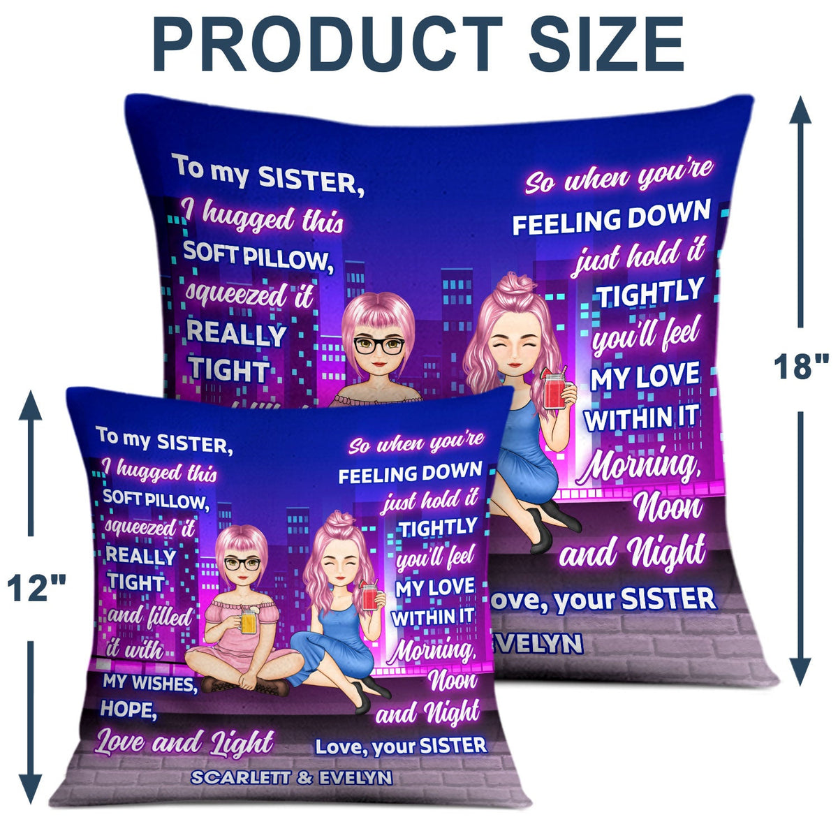 Sister Building Hug This Pillow - Gift For Sister - Personalized Pillow