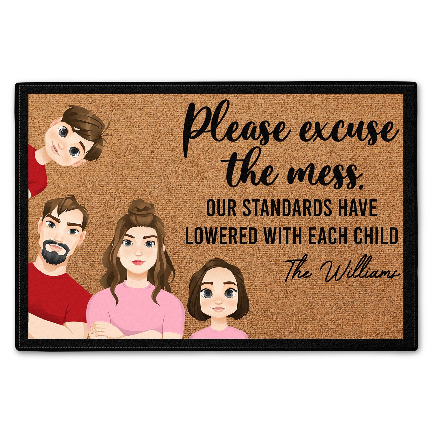 Family Excuse The Mess Flat Art Family - Gift For Family, Home Decor, Housewarming Gift - Personalized Doormat