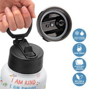 Photo personnalisée « Je suis gentil, intelligent, courageux et confiant » - Cadeau pour enfant, cadeau de rentrée scolaire - Bouteille d'eau personnalisée pour enfants
